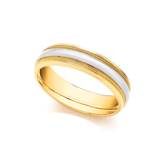 JWR104-18-4 | 18ct Yellow and White Fancy 4mm Wedding Band