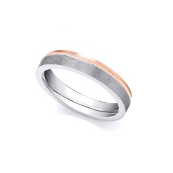JWR136-9-4 | 2 Colour 9ct Rose and White Fancy 4mm Wedding Ring