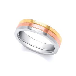 JWR137-18-5-F | 3 Colour 18ct Yellow, Rose and White Fancy 5mm Wedding Ring