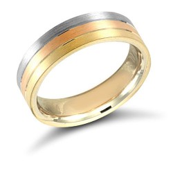 JWR137-9-6 | 3 Colour 9ct Yellow, Rose and White Fancy 6mm Wedding Ring