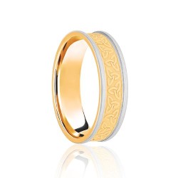 JWR143-9-5 | 9ct Yellow & White Flat Court 5mm Celtic Laser Engraved Wedding Band