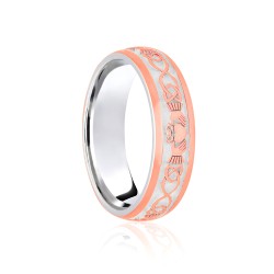 JWR146-9-6 | 9ct White & Rose Court 6mm Celtic Laser Engraved Wedding Band