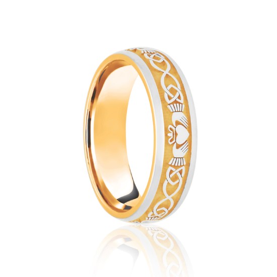 JWR148-18-5 | 18ct Yellow & White Court 5mm Celtic Laser Engraved Wedding Band