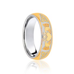 JWR152-18-5 | 18ct White & Yellow Celtic Half Engraved Wedding Band 5mm