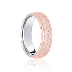 JWR156-9-5 | 9ct White & Rose Court 5mm Celtic Laser Engraved Wedding Band