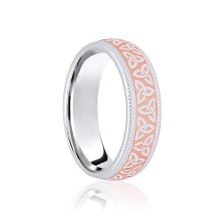 JWR171-18-6 | 18ct White & Rose Court 6mm Celtic Laser Engraved Wedding Band