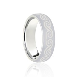 JWR180-18-5 | 18ct White Court 5mm Celtic Laser Engraved Wedding Band