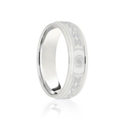 JWR200-9-5 | 9ct White Flat Court 5mm Celtic Laser Engraved Wedding Band