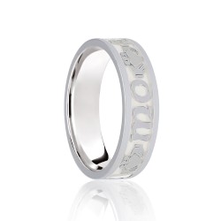 JWR205-18-5 | 18ct White Flat Court 5mm Celtic Laser Engraved Wedding Band