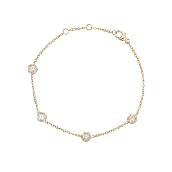 9ct Yellow Gold 0.80ct 3.6mm Lab Grown Diamond By The Inch Extender Bracelet - 6.5+7.0+7.5"