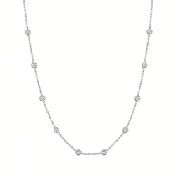 9ct White Gold 1.00ct 3mm Lab Grown Diamond By The Inch Extender Necklace - 16+18+20"