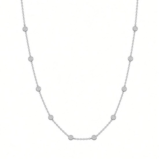 9ct White Gold 1.00ct 3mm Lab Grown Diamond By The Inch Extender Necklace - 16+18+20"