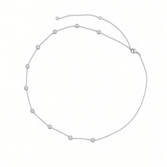 9ct White Gold 1.00ct 3mm Lab Grown Diamond By The Inch Extender Necklace - 16+18+20"