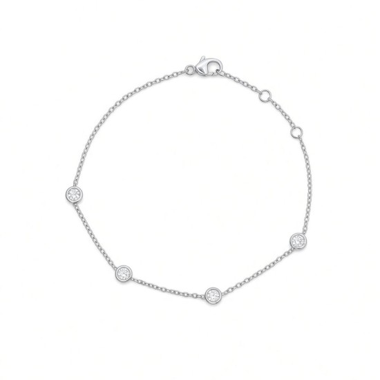 9ct White Gold 0.40ct 3mm Lab Grown Diamond By The Inch Extender Bracelet - 6.5+7.0+7.5"