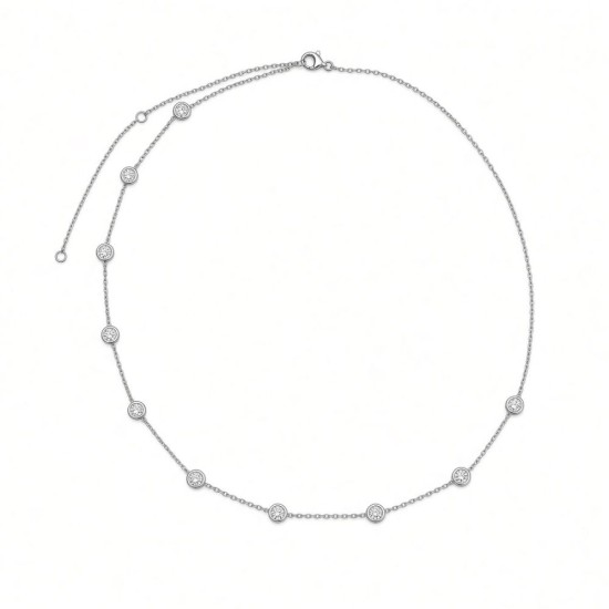 9ct White Gold 2.00ct 3.6mm Lab Grown Diamond By The Inch Extender Necklace - 16+18+20"