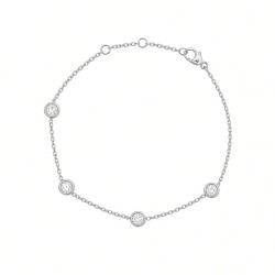 9ct White Gold 0.80ct 3.6mm Lab Grown Diamond By The Inch Extender Bracelet - 6.5+7.0+7.5"