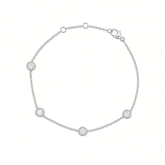 9ct White Gold 0.80ct 3.6mm Lab Grown Diamond By The Inch Extender Bracelet - 6.5+7.0+7.5"