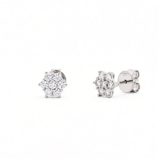 9ct White Gold 0.50cts Lab Grown Diamond Cluster Earrings