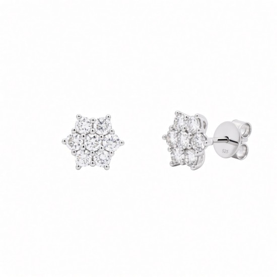 9ct White Gold 1.00cts Lab Grown Diamond Cluster Earrings