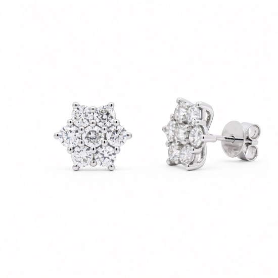 9ct White Gold 2.00cts Lab Grown Diamond Cluster Earrings