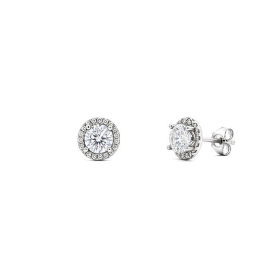 9ct White Gold 0.62ct Natural Diamond Halo Earrings
