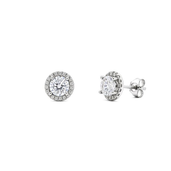 9ct White Gold 0.62ct Natural Diamond Halo Earrings