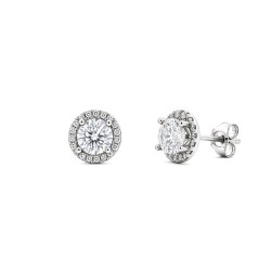 9ct White Gold 0.62ct Natural Diamond Halo Earrings