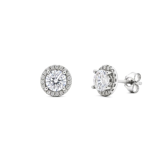 9ct White Gold 0.62ct Natural Diamond Halo Earrings