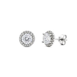 9ct White Gold 0.62ct Natural Diamond Halo Earrings