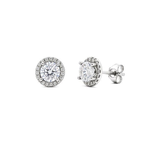 9ct White Gold 0.62ct Natural Diamond Halo Earrings