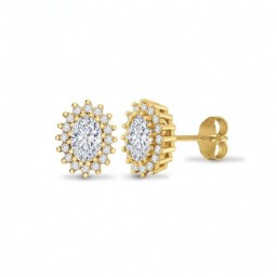 9ct Yellow Gold 1.75cts Lab Grown Diamond Halo Stud Earrings
