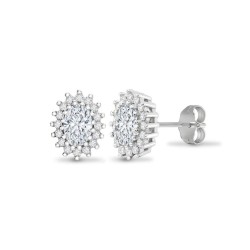 9ct White Gold 1.75cts Lab Grown Diamond Halo Stud Earrings