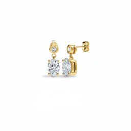 9ct Yellow Gold 1.08cts Oval Lab Grown Diamond Earrings