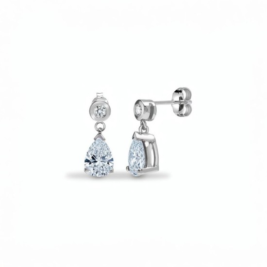 LAB9E505 | 9ct White Gold 1.58cts Pear Lab Grown Diamond Earrings