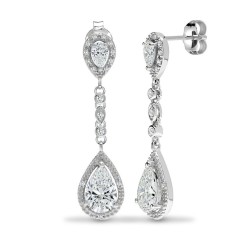 9ct White Gold Lab Grown Diamond 4.50cts Pear Drop Earrings