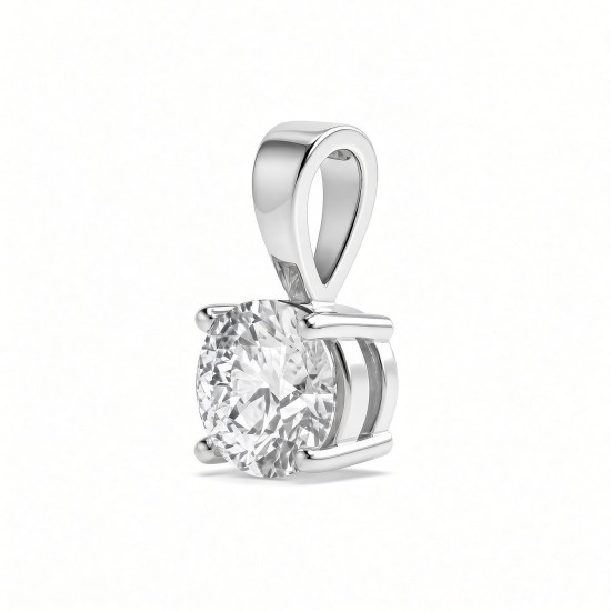 9ct White Gold 1.00ct Lab Grown Diamond 4 Claw Solitaire Pendant
