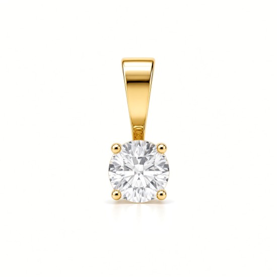 9ct Yellow Gold 0.50ct Lab Grown Diamond 4 Claw Solitaire Pendant