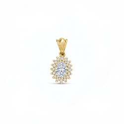 9ct Yellow Gold 0.87cts Lab Grown Diamond Halo Pendant