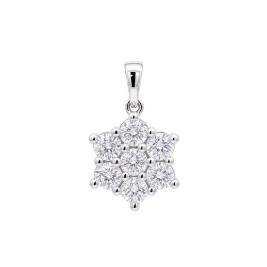 9ct White Gold 1.00ct Lab Grown Diamond 7 Stone Cluster Pendant