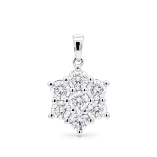 9ct White Gold 2.00ct Lab Grown Diamond 7 Stone Cluster Pendant
