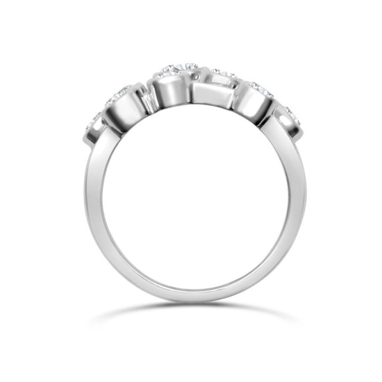 9ct White Gold 1.00ct Lab Grown Diamond 3 Row Bubble Ring