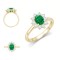9ct Yellow Gold 0.35ct Lab Grown Diamond & 0.75ct 7x5mm Emerald Claw Set Cluster Halo Oval Ring