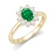 9ct Yellow Gold 0.35ct Lab Grown Diamond & 0.75ct 7x5mm Emerald Claw Set Cluster Halo Oval Ring