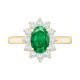 9ct Yellow Gold 0.35ct Lab Grown Diamond & 0.75ct 7x5mm Emerald Claw Set Cluster Halo Oval Ring