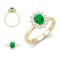 9ct Yellow Gold 0.62ct Lab Grown Diamond & 1.25ct 8x6mm Emerald Claw Set Cluster Halo Oval Ring