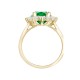 9ct Yellow Gold 0.62ct Lab Grown Diamond & 1.25ct 8x6mm Emerald Claw Set Cluster Halo Oval Ring