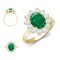 9ct Yellow Gold 0.96ct Lab Grown Diamond & 2.00ct 9x7mm Emerald Claw Set Cluster Halo Oval Ring
