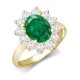 9ct Yellow Gold 0.96ct Lab Grown Diamond & 2.00ct 9x7mm Emerald Claw Set Cluster Halo Oval Ring