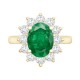 9ct Yellow Gold 0.96ct Lab Grown Diamond & 2.00ct 9x7mm Emerald Claw Set Cluster Halo Oval Ring