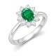 9ct White Gold 0.35ct Lab Grown Diamond & 0.75ct 7x5mm Emerald Claw Set Cluster Halo Oval Ring